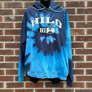 Hawaii Hilo Hoodie Blue Tie Dye Super Soft Hoodie Pullover unisex Size XL